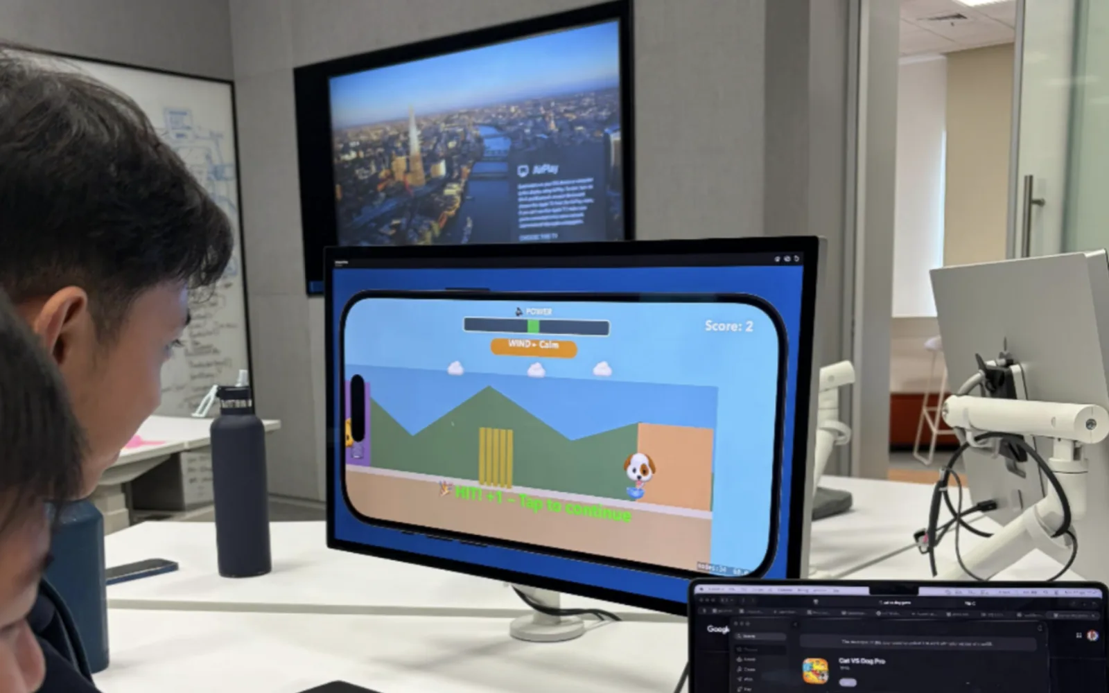 QuackFight gameplay running on a development monitor